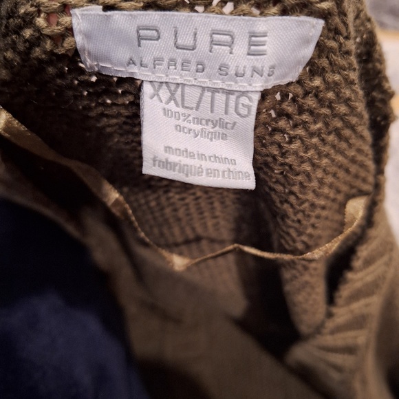 Alfred Sung Olive Knit Cardigan with Brass Buttons - Picture 3 of 4